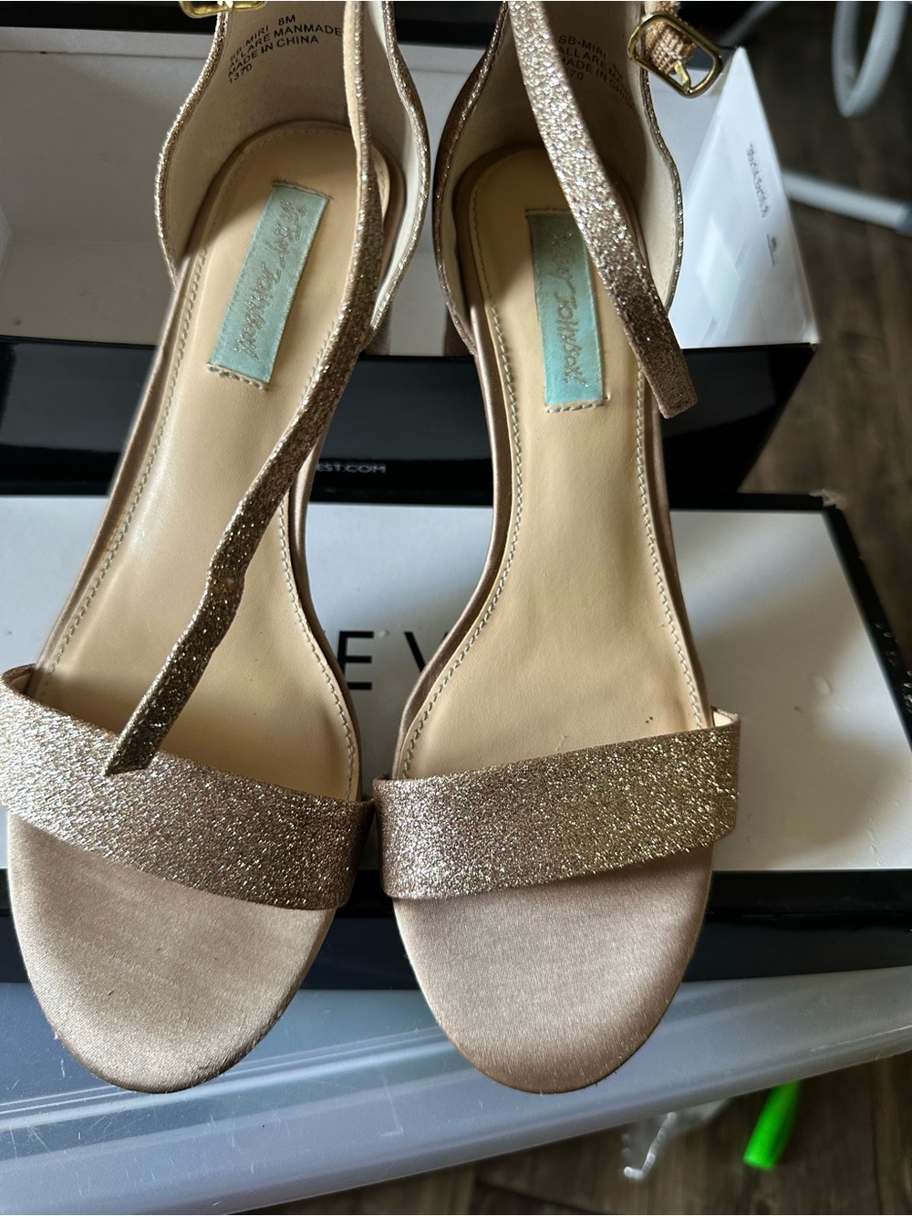 Sparkle Ankle-Strap Sandals in Gold by (unknown)